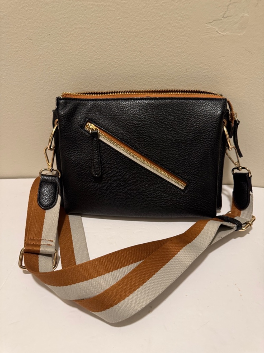 Triple Compartment Crossbody Pebbled Vegan Leather Sondra Roberts Bag